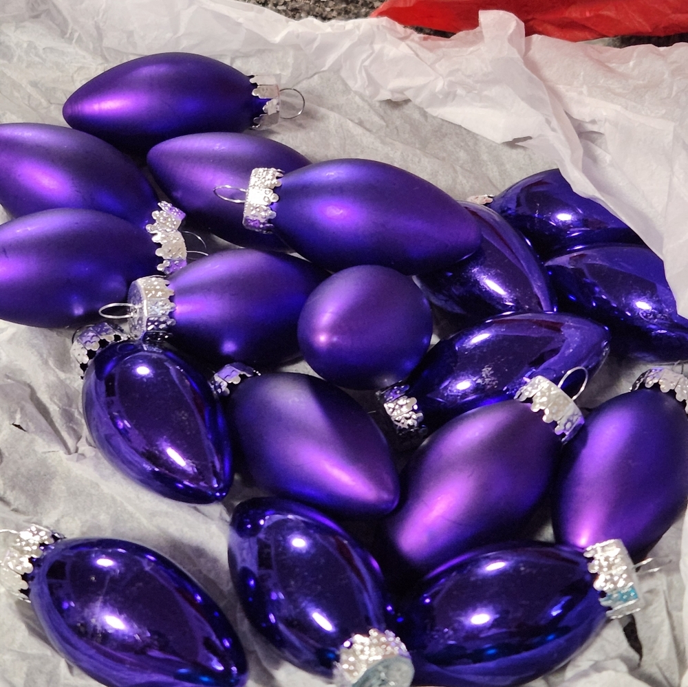 Set of 18 bulb shaped ornaments small